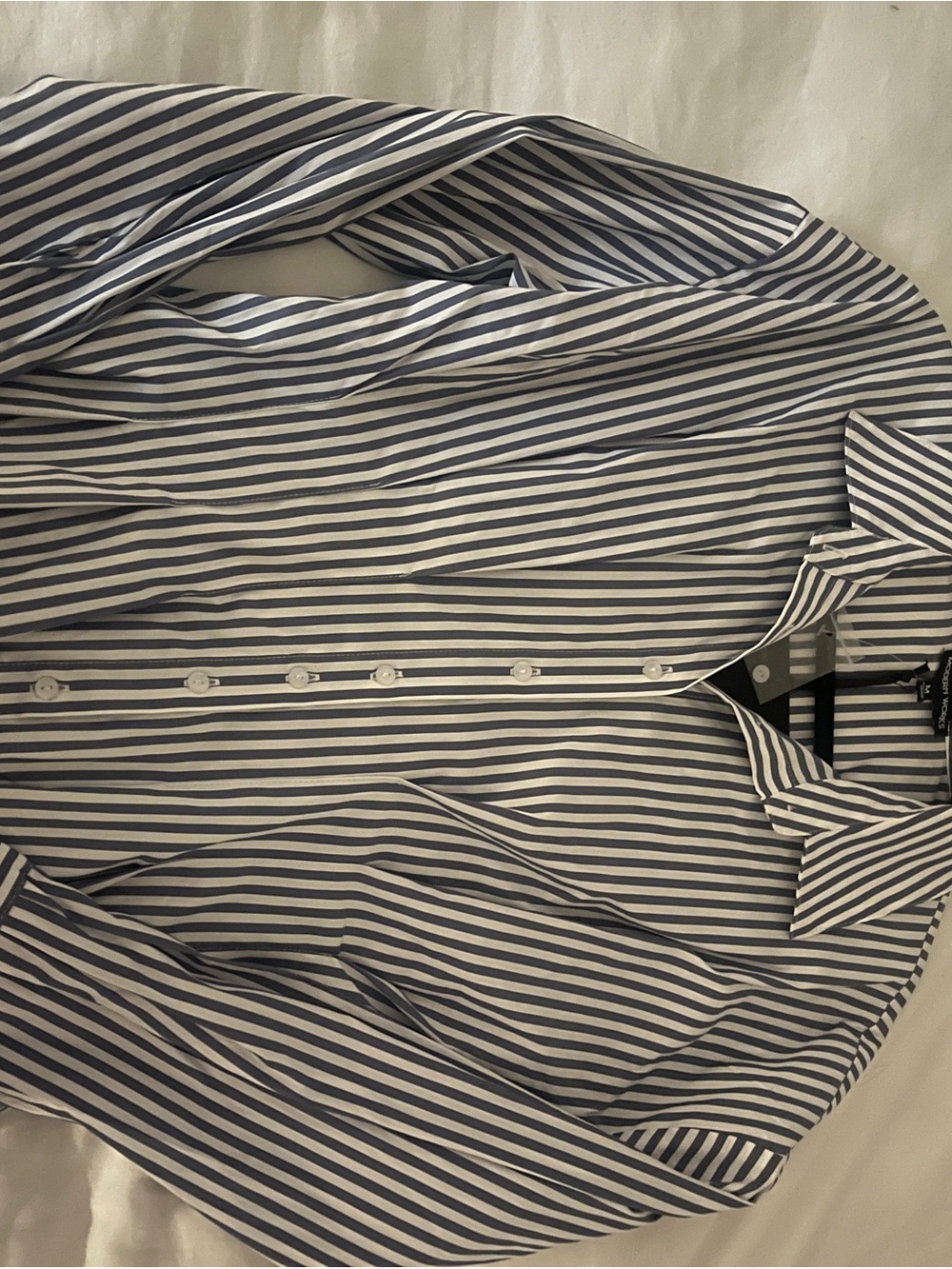 Modern Citizen Navy and White Stripe Button-Front Shirt - Picture 1 of 1